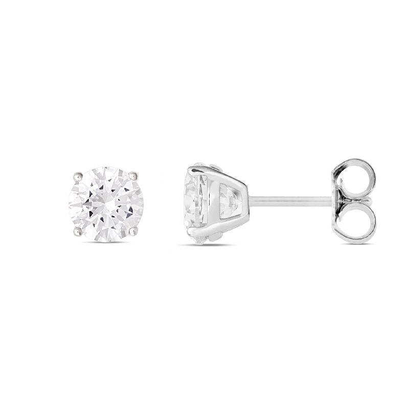 Schmidt Ohrstecker für Damen, 925 Silber mit Zirkonia, Ø 5mm – Silberfarben