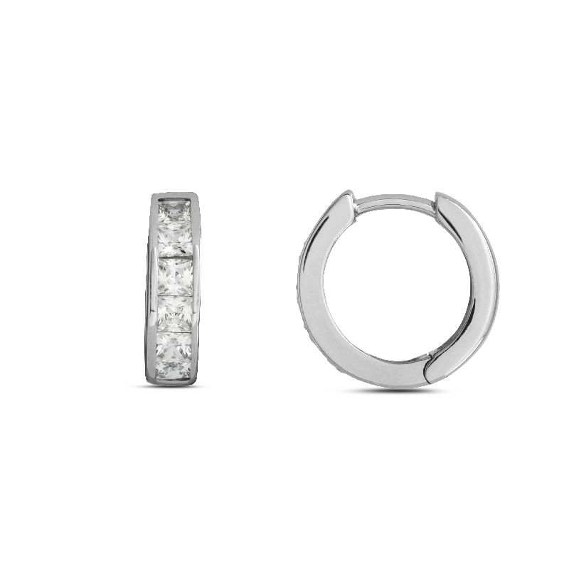 Schmidt Creole Silber 925 Ø 13,4mm, Damen Ohrschmuck mit Zirkonia, silberfarben