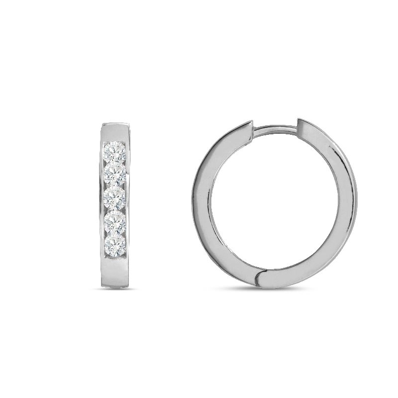 Schmidt Creole Ohrringe 925 Silber, Zirkonia, 15,8mm, für Damen - Silberfarben