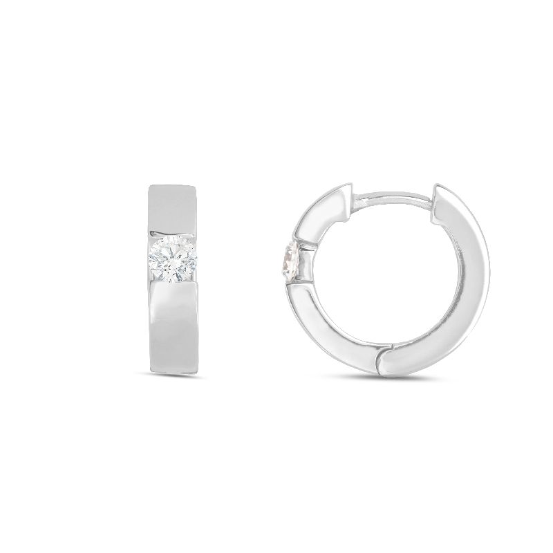 Schmidt Creole Silber 925, Ø 12,8mm für Damen, Zirkonia Besatz, silberfarben