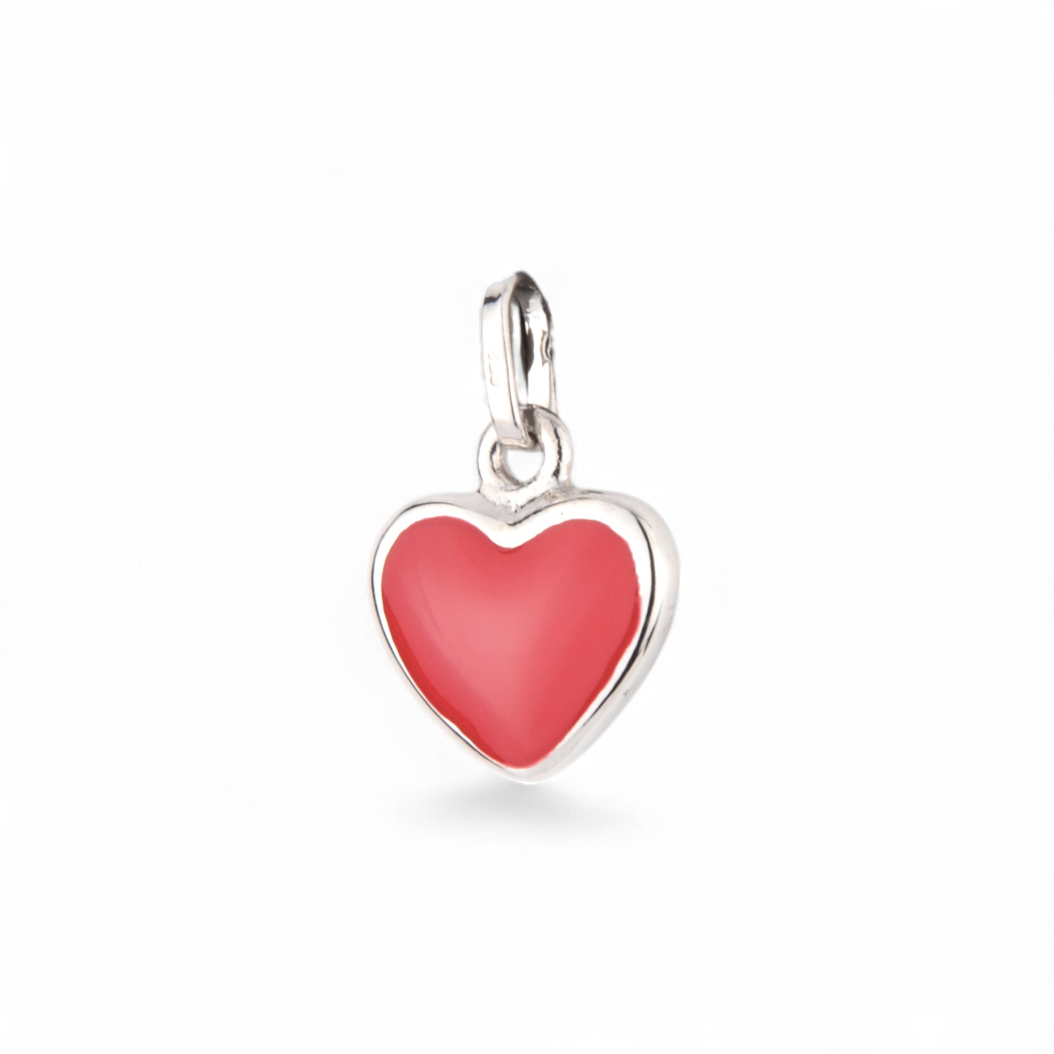 Schmidt Kinderanhänger Herz in Rot und Silber, 925er Silber, 14,3x9,8mm