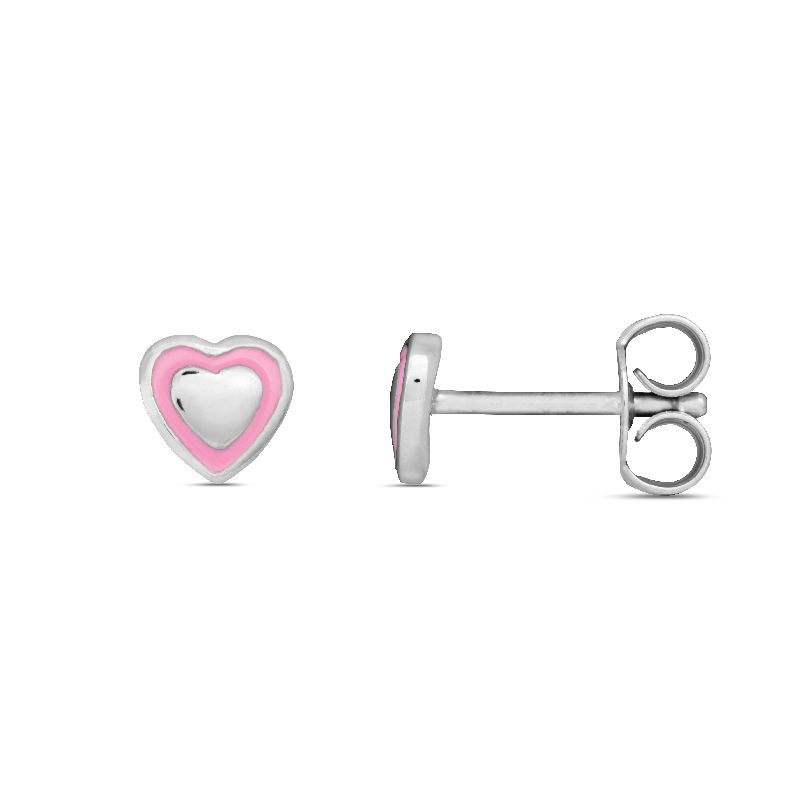 Schmidt Ohrstecker rosa Herzen, Silber 925, Ø 4mm, für Damen und Kinder