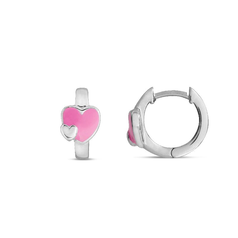 Schmidt Creole Ohrschmuck für Kinder, Silber 925 mit rosa Akzenten