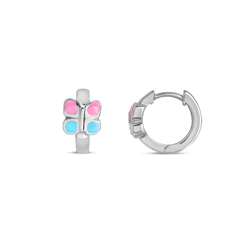 Schmidt Creole Ohrschmuck für Kinder, 925er Silber mit rosa Akzenten