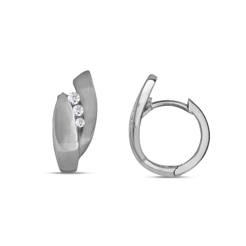 Schmidt Creole Silber 925 Ohrschmuck für Damen, Zirkonia, 14,6x7,2mm, Silberfarben