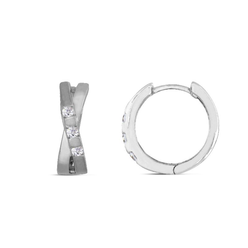 Schmidt Creole Ohrringe Silber 925, Zirkonia, silberfarben, Ø 15,9mm, für Damen