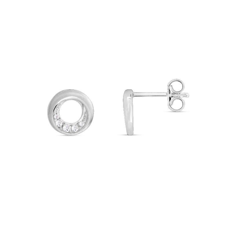 Schmidt Ohrstecker für Damen, Silber 925 mit Zirkonia, Ø 9mm - Silberfarben