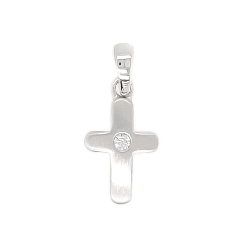 Schmidt Kreuzanhänger 925 Silber mit Zirkonia, Ø 13mm für Damen & Kinder