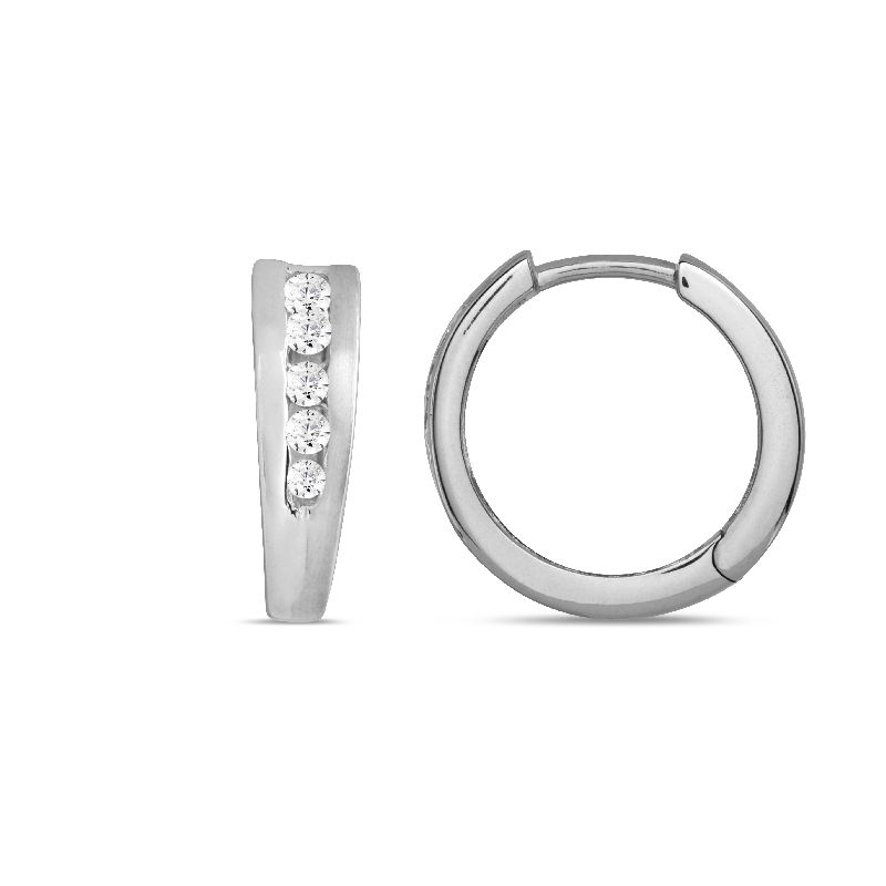 Schmidt Creole Silber 925 für Damen, Zirkonia Steine, 15x4,6mm, Ohrringe