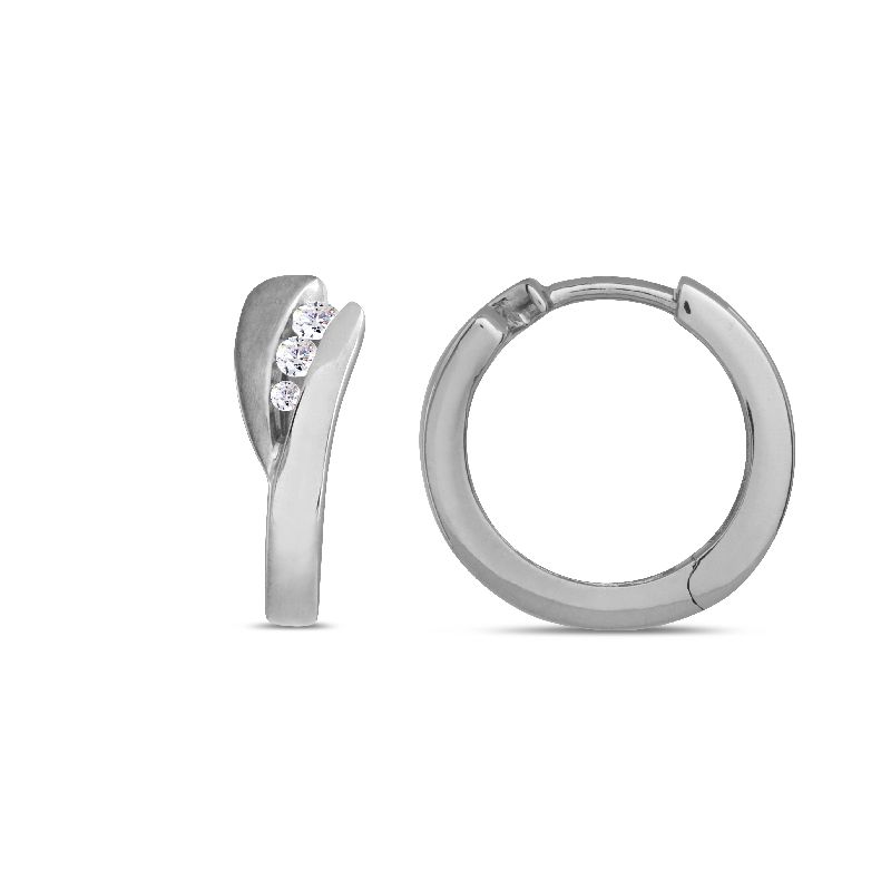 Schmidt Creole Silber 925 Ø 14,5mm für Damen, Zirkonia, silberfarben