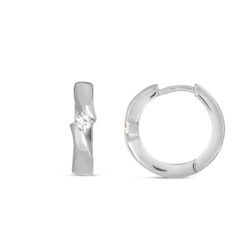 Schmidt Creole Ohrringe 925 Silber Zirkonia, Damen, Ø 15mm, Silberfarben