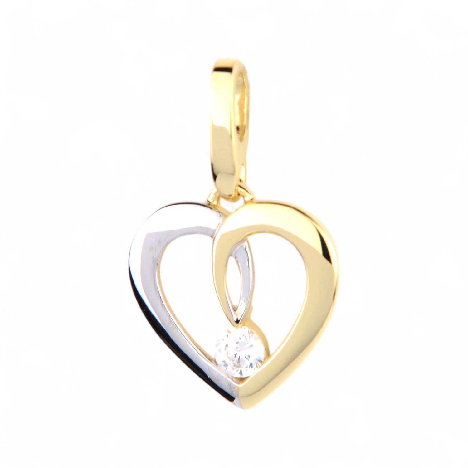 Schmidt Anhänger Herz 2-farbig 333 Gold & Weißgold mit Zirkonia für Damen 20,2x12,7mm