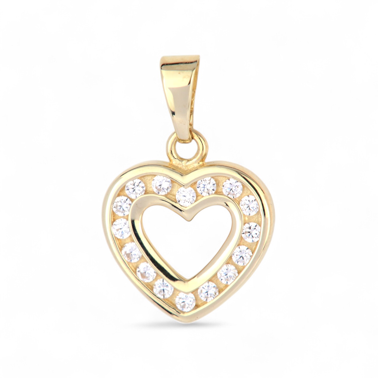 Schmidt Herzanhänger für Damen, 333 Gold mit Zirkonia, 20x12,9mm, goldfarben
