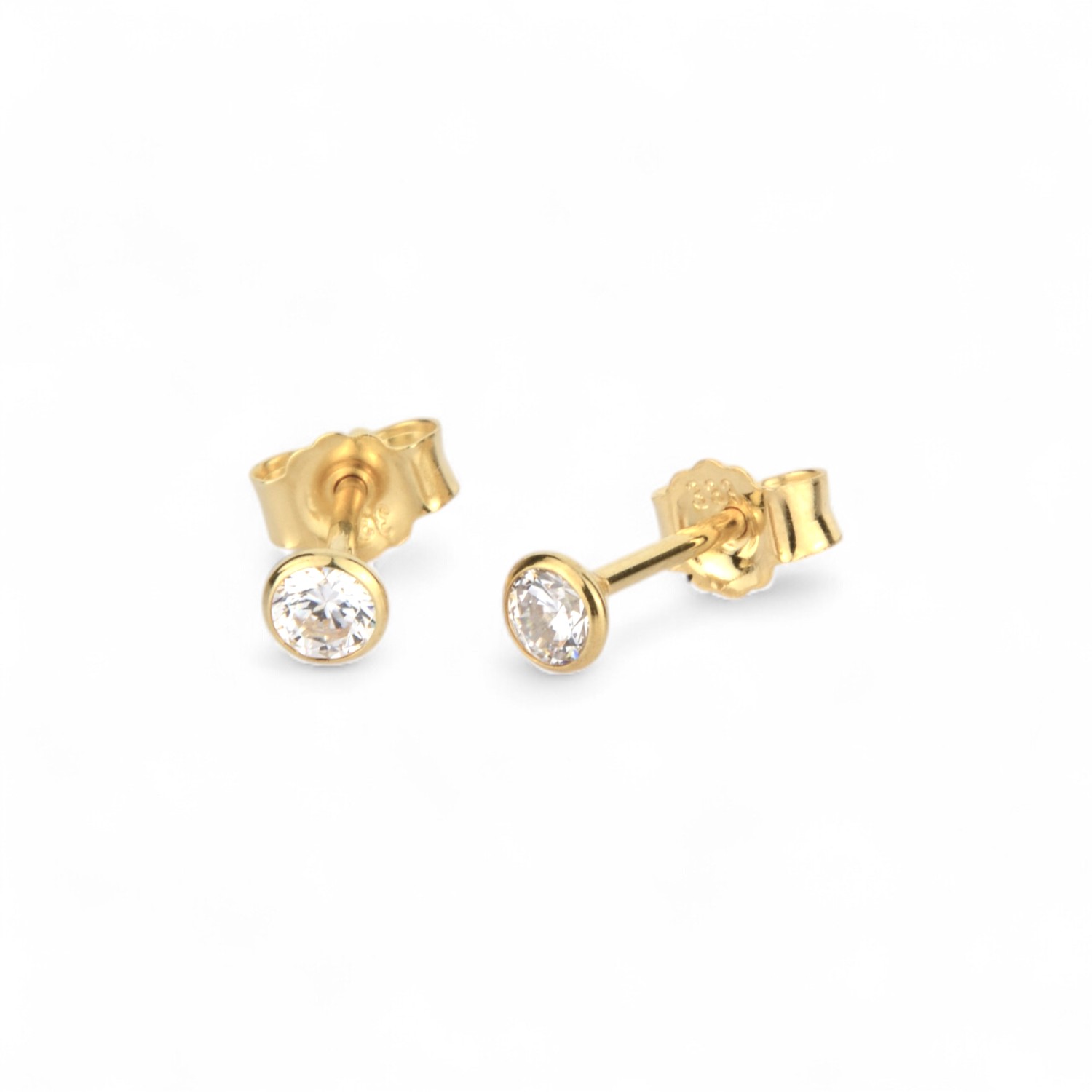 Schmidt Ohrstecker Damen, 333 Gold, 3,4mm, Zirkonia, goldfarben