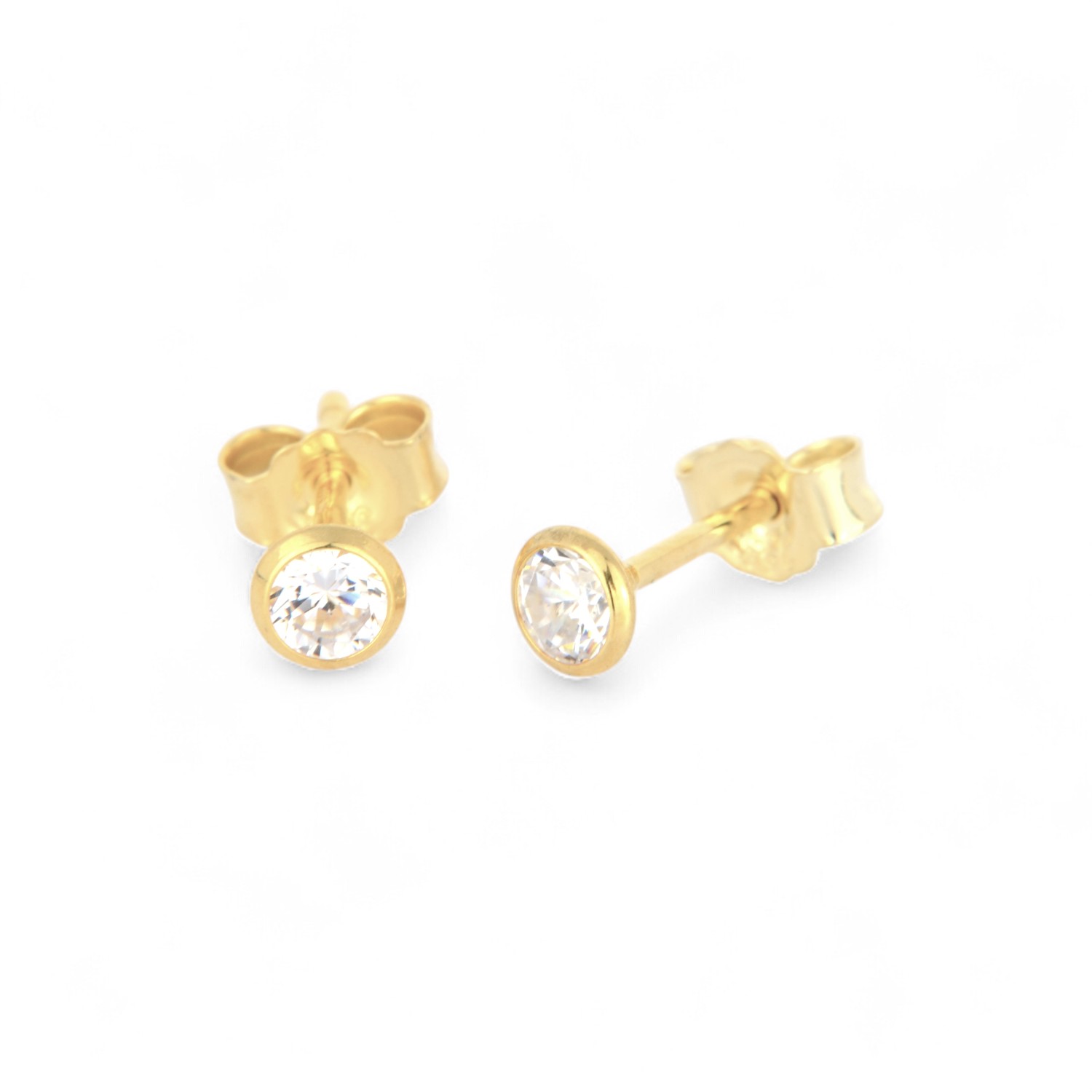 Schmidt Ohrstecker für Damen, 333 Gold, Ø 3,8mm mit Zirkonia, goldfarben