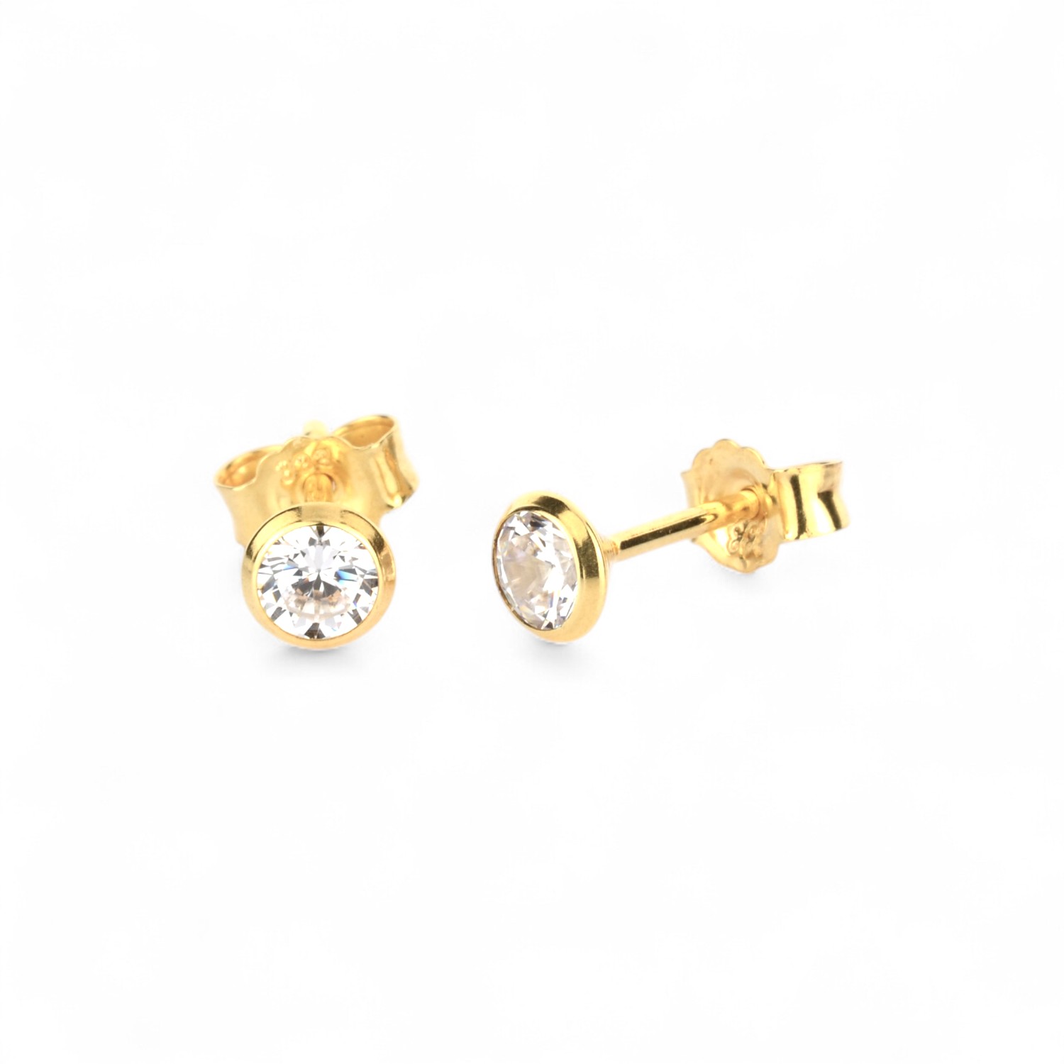 Schmidt Ohrstecker für Damen, 333 Gold, 4mm, Zirkonia, goldfarben