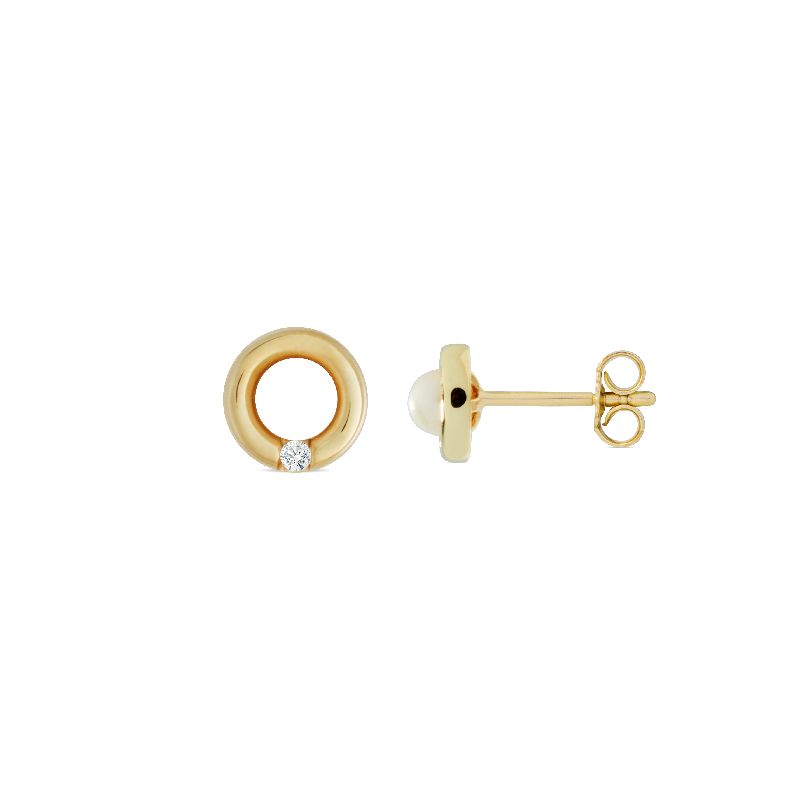 Schmidt Ohrstecker 333 Gold, Ø 7mm, Zirkonia, Süßwasserperlen für Damen