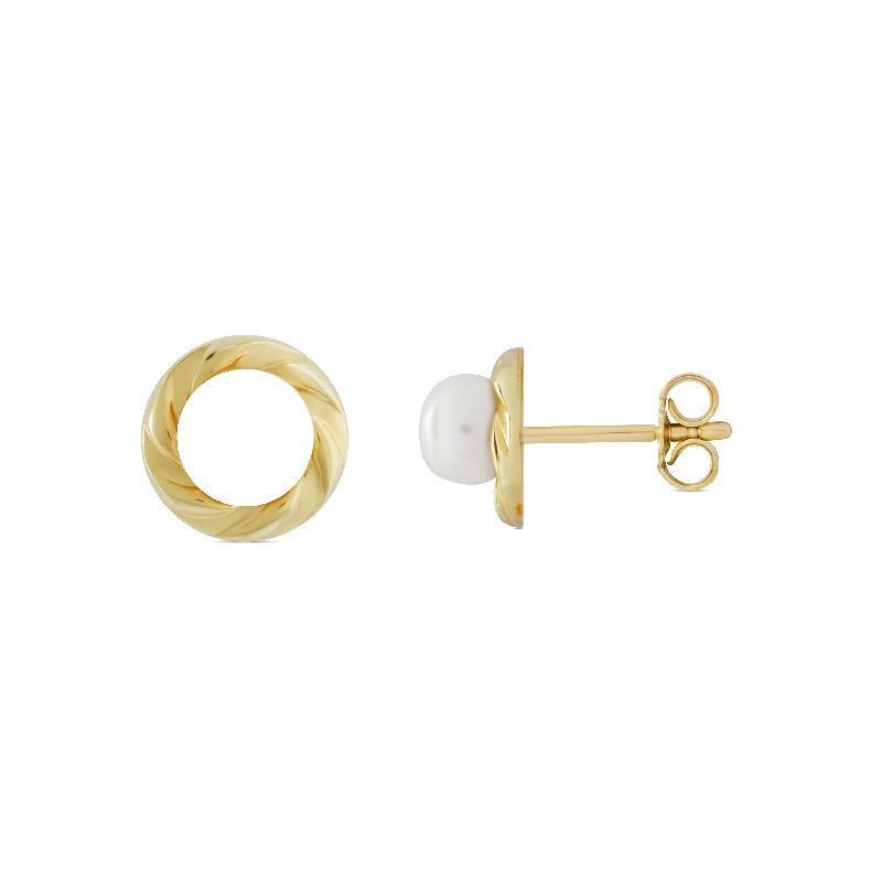 Schmidt Ohrstecker für Damen aus 333 Gold mit Süsswasserperlen, Ø 9mm