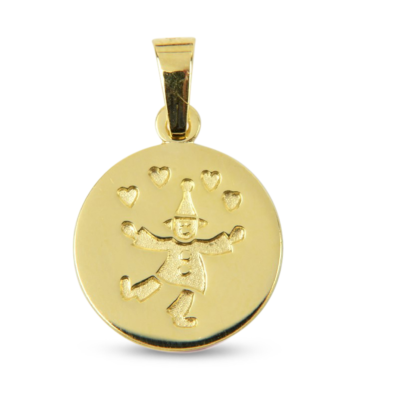 Schmidt Gravurplatte Clown 333 Gold Anhänger für Damen und Kinder, goldfarben