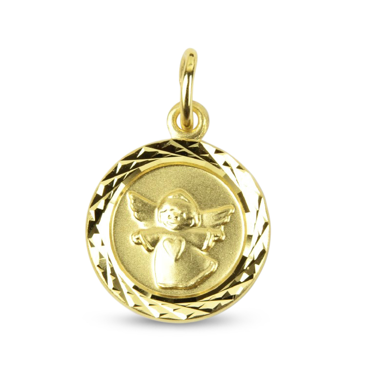 Schmidt Gravurplatte Engel Anhänger 333 Gold für Damen und Kinder, goldfarben