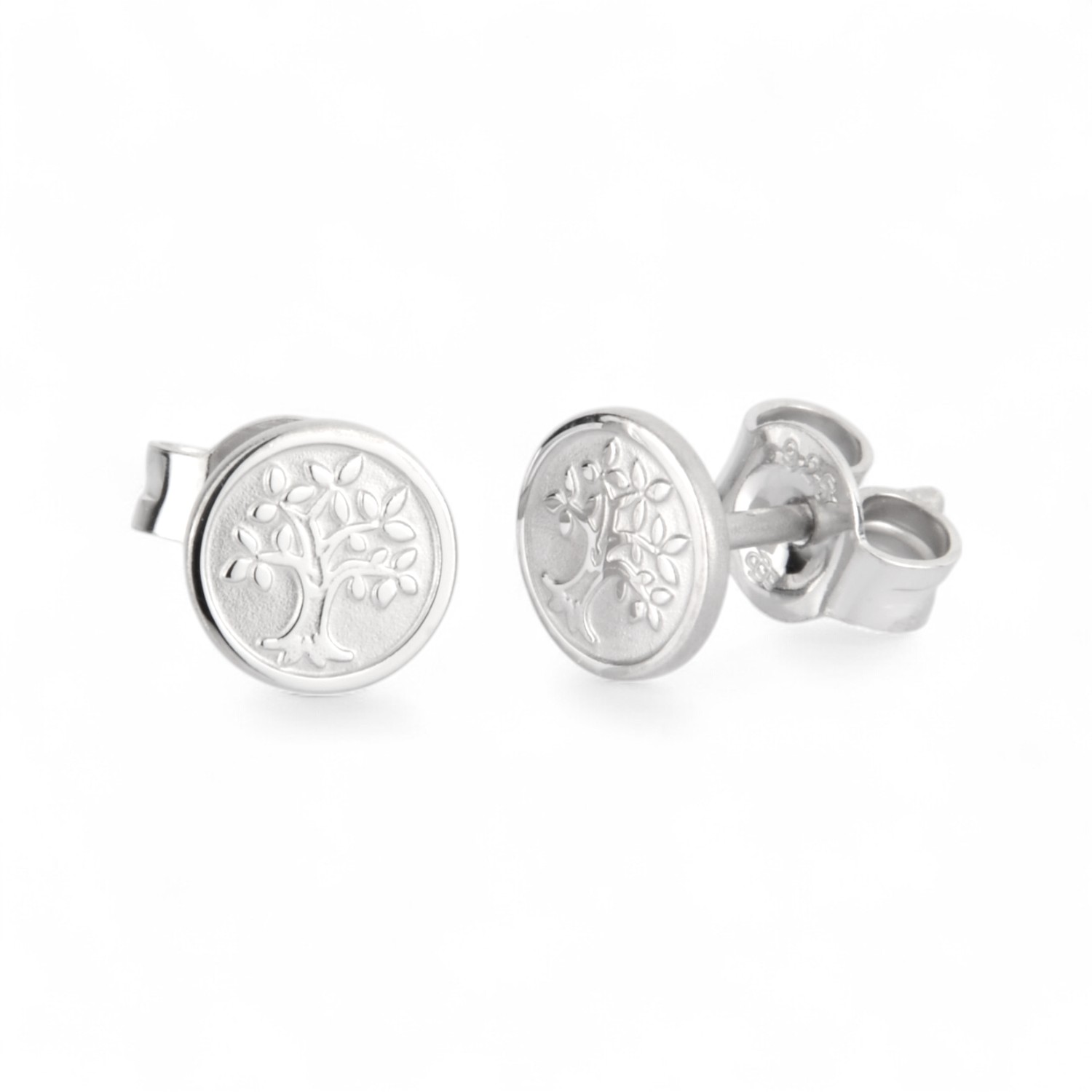 Schmidt Ohrstecker Lebensbaum 925 Silber, Zirkonia, silberfarben, Ø 6,5mm für Damen