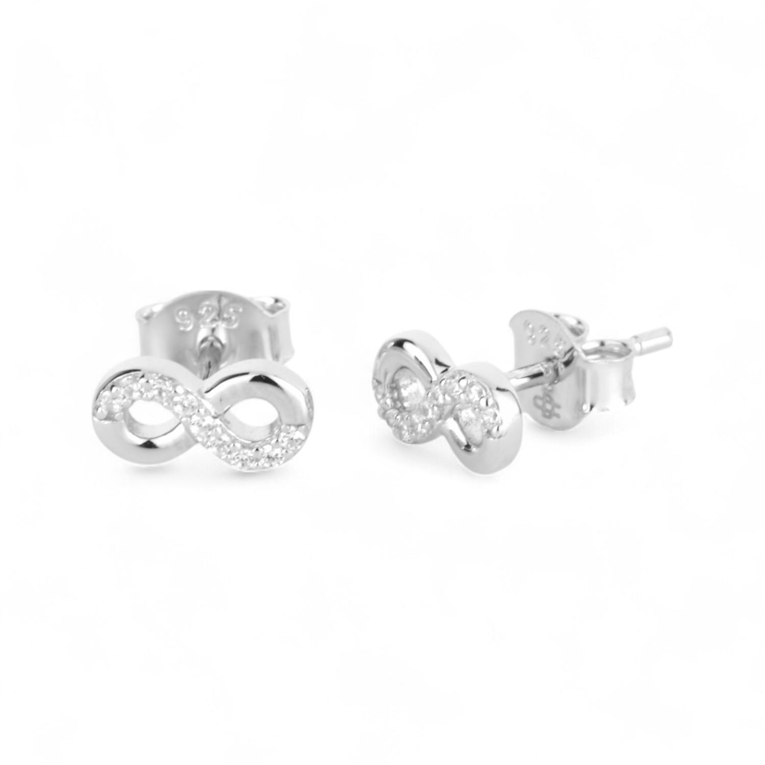 Schmidt Ohrstecker Unendlichkeit für Damen, 925 Silber, Zirkonia, silberfarben