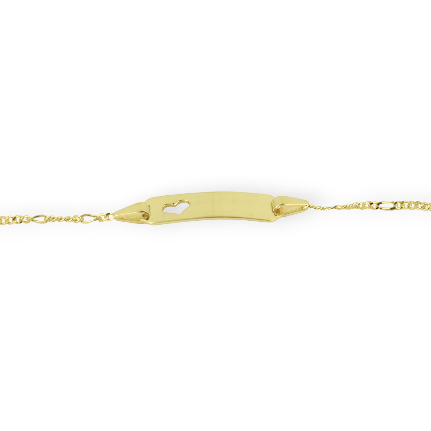 Schmidt Kinder ID-Armband aus 333 Gold, Figaro mit Herz, 12+2cm, goldfarben