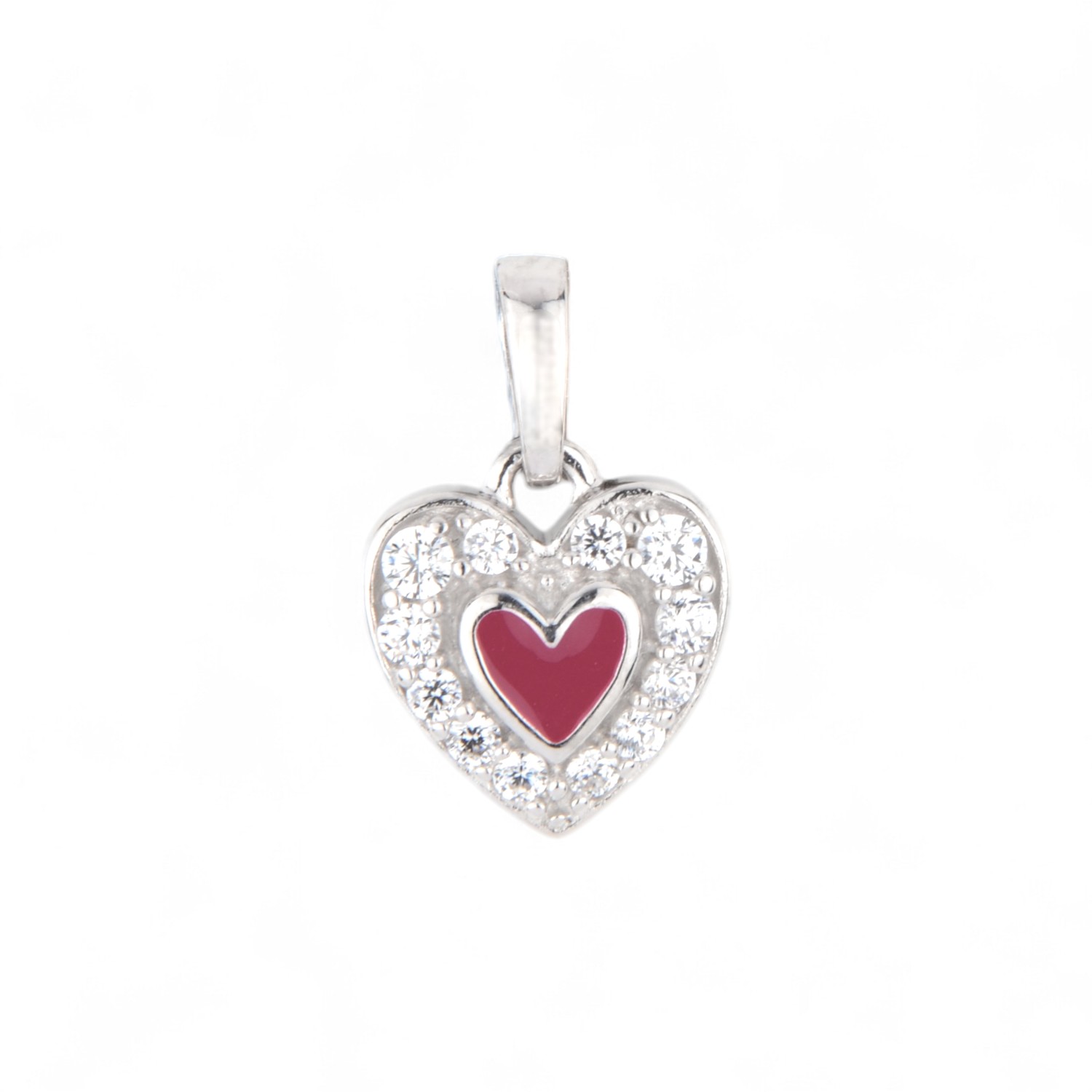 Schmidt Kinderanhänger Herz 925 Silber Zirkonia, rosa & silberfarben, 13,7x8,9mm