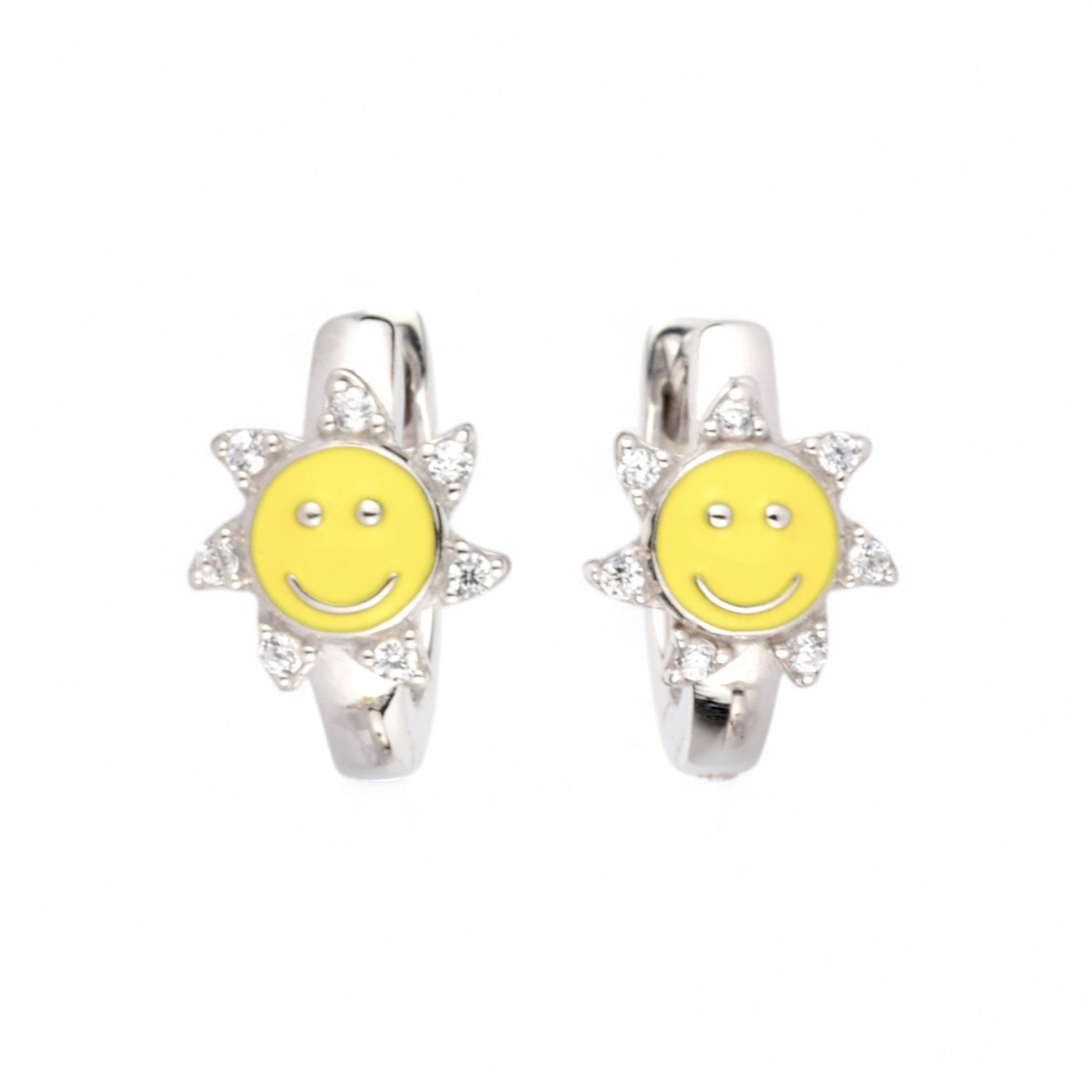 Schmidt Kindercreole Sonne – Silber 925, Zirkonia, gelb, Ø 11mm, für Kinder