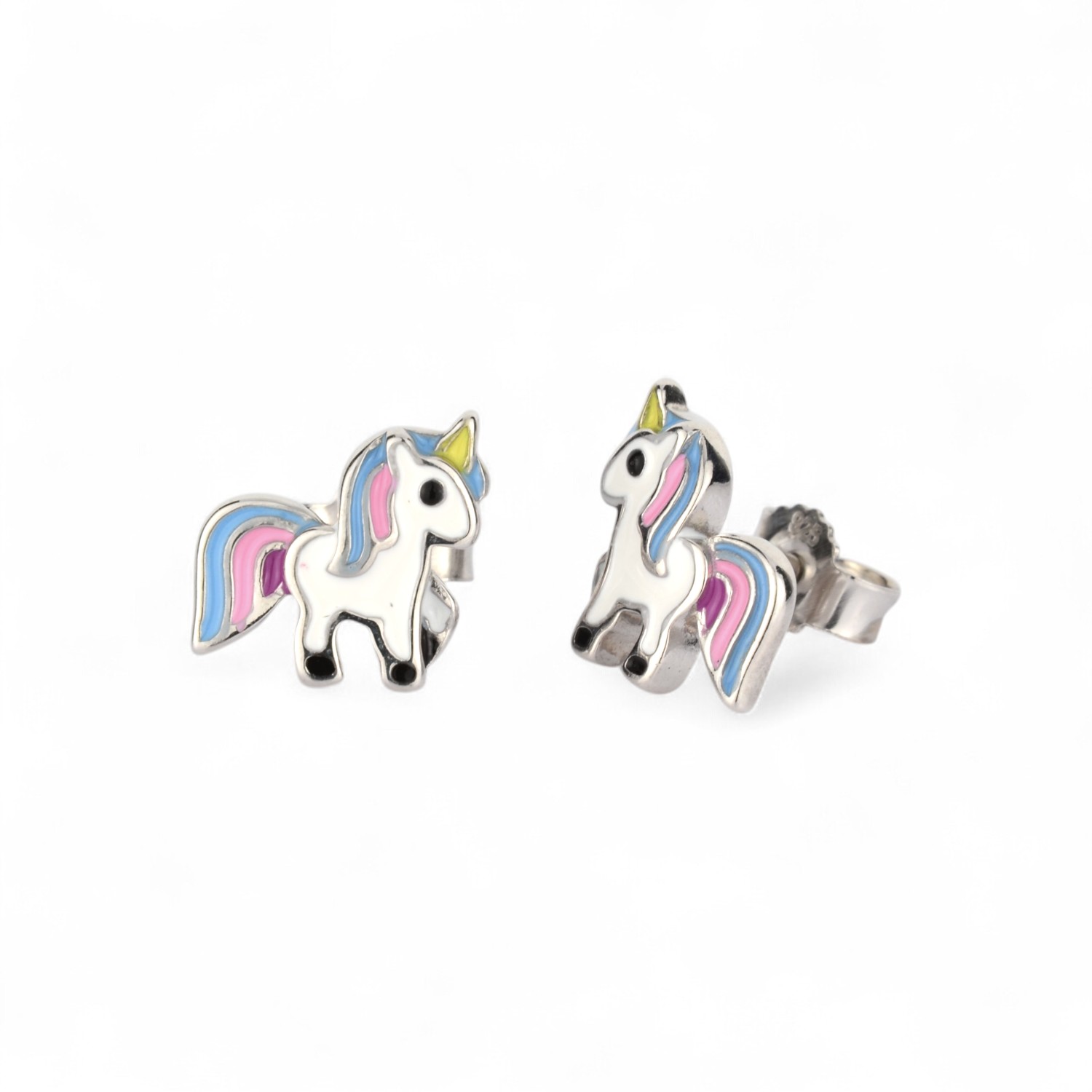 Schmidt Kinderohrstecker Einhorn 925 Silber, bunt, 9x9,2mm für Kinder