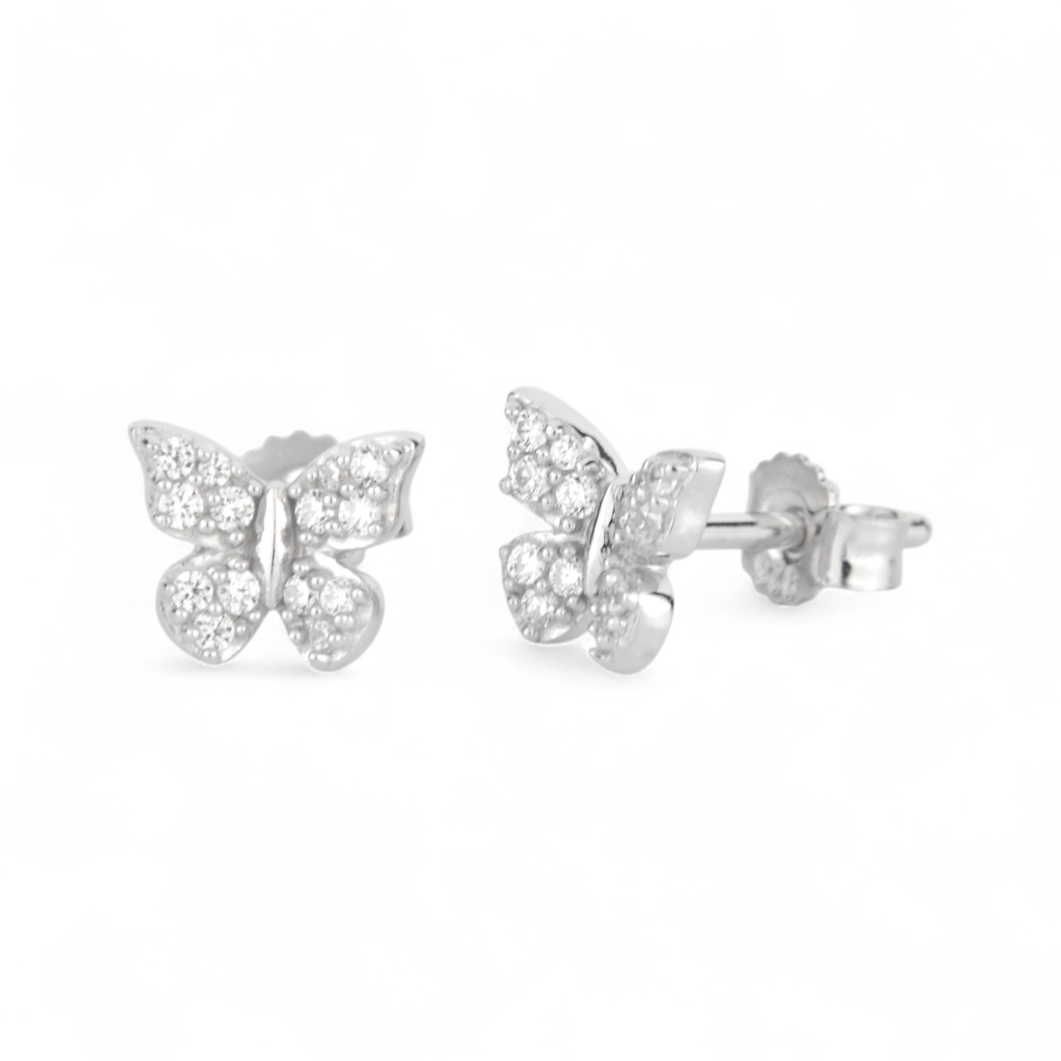 Schmidt Kinderohrstecker Schmetterling, 925 Silber, Zirkonia, 6,6x7,8mm, silberfarben