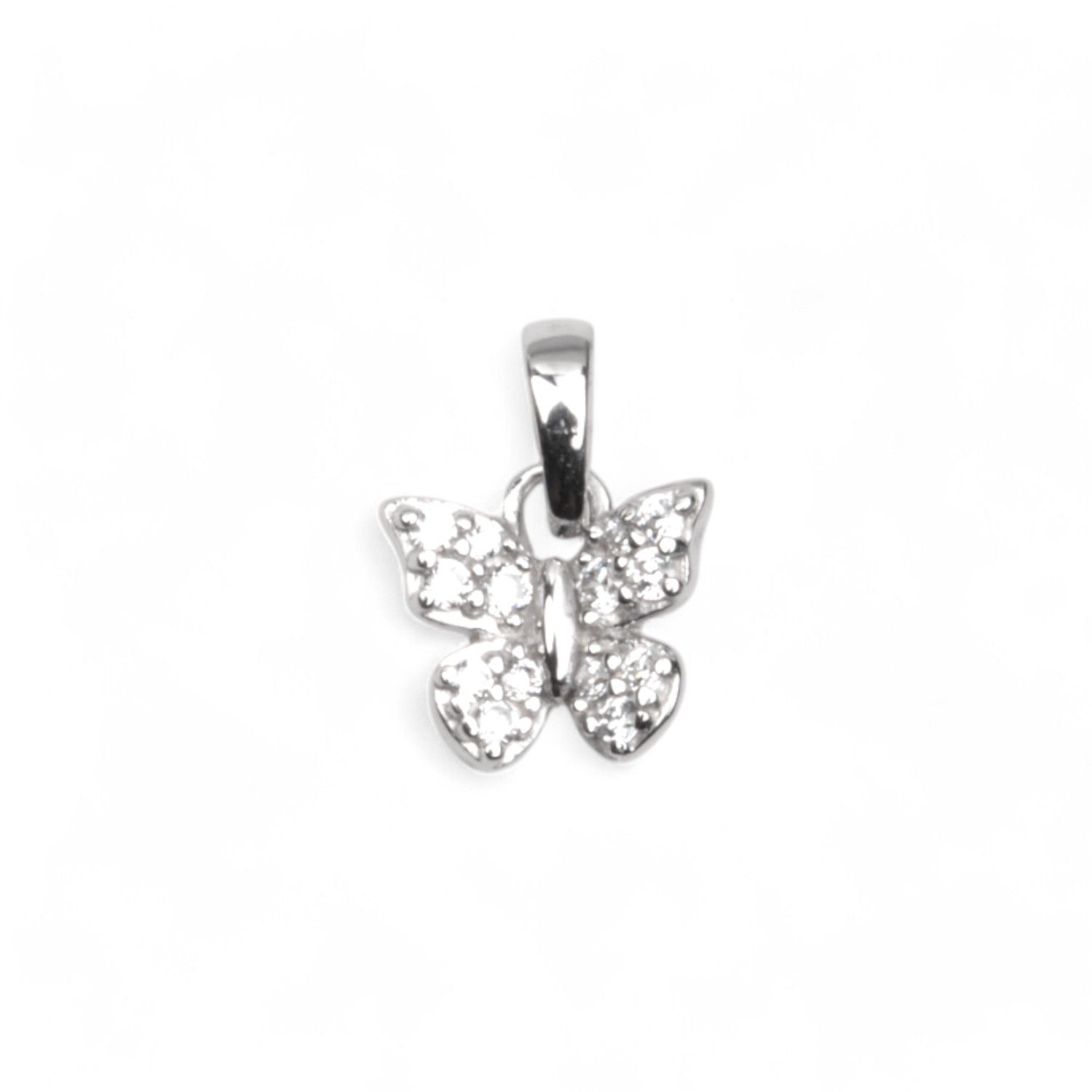 Kinder Schmetterling Anhänger 925 Silber mit Zirkonia, 7,7*9,2mm, Silberfarben