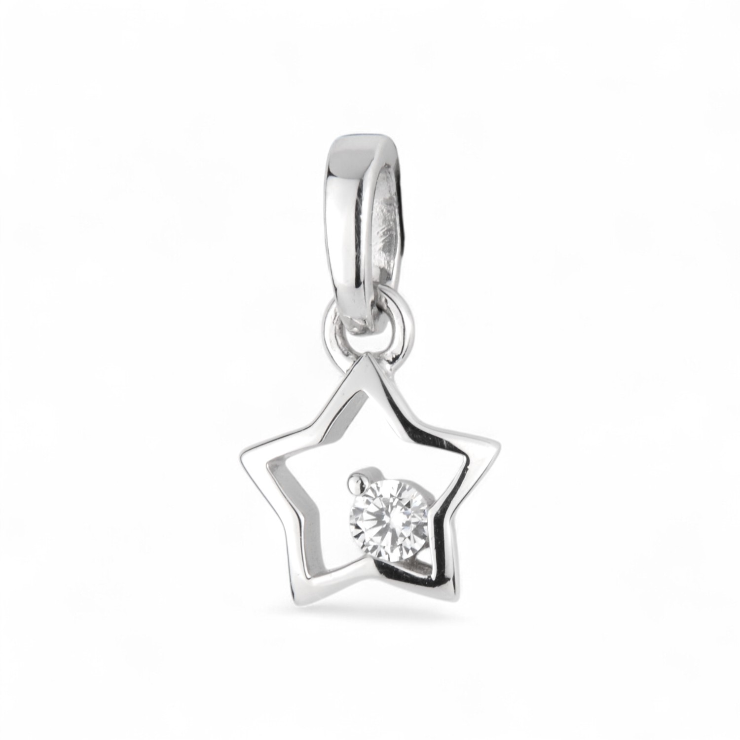 Schmidt Kinderanhänger Stern in Silber 925 mit Zirkonia, 14,8x8,5mm, silberfarben