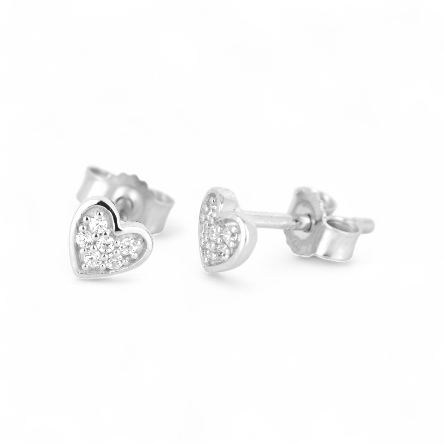 Schmidt Ohrstecker Herz für Damen, 925 Silber mit Zirkonia, 5,2mm, silberfarben