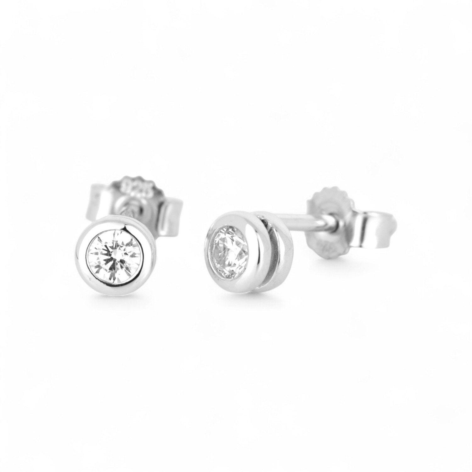Schmidt Ohrstecker für Damen, 925 Silber mit Zirkonia, silberfarben, Ø 4,6mm