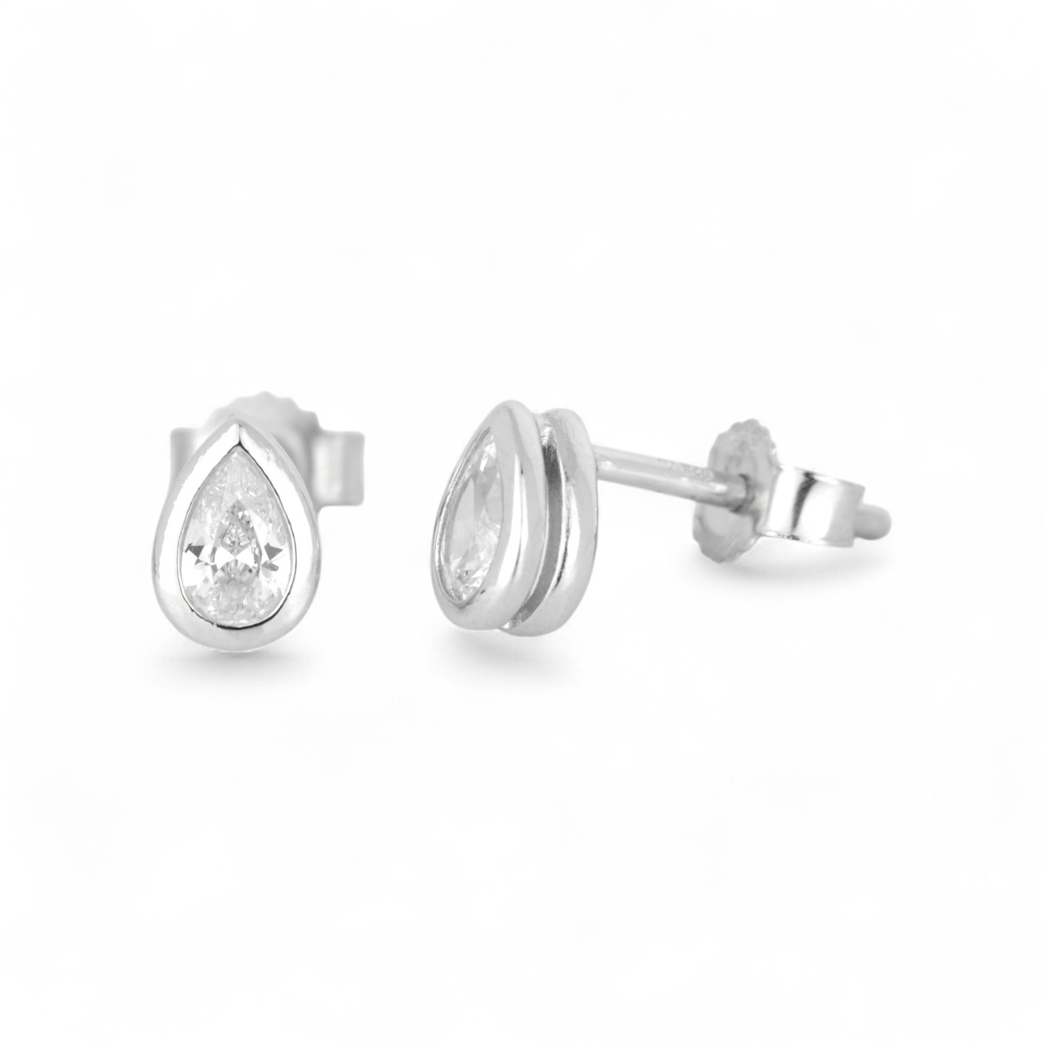 Schmidt Ohrstecker Tropfen für Damen, 925 Silber mit Zirkonia, 6.5x4.5mm, Silberfarben