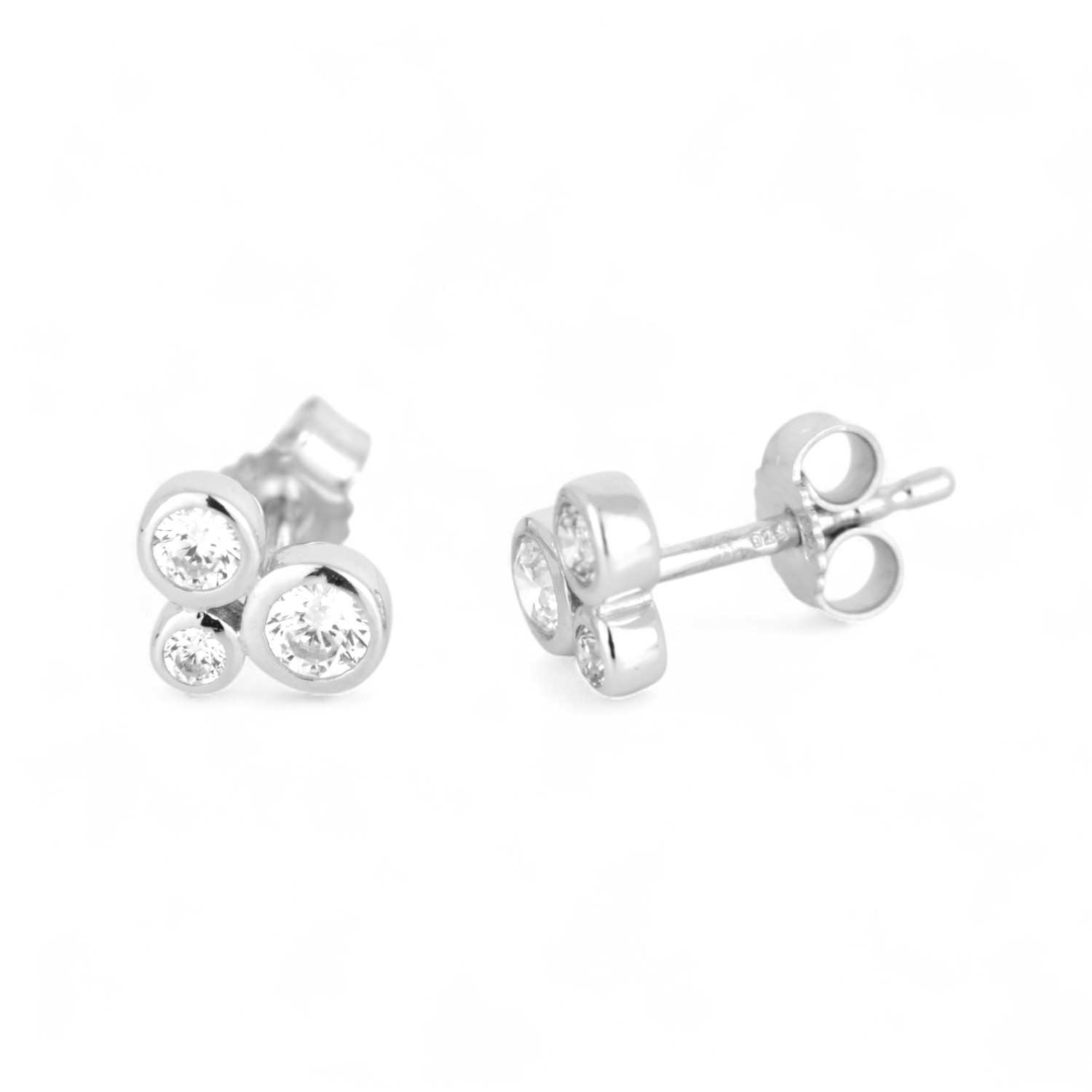 Schmidt Ohrstecker für Damen, 925 Silber mit 6 Zirkonia, silberfarben, 7.9x6mm