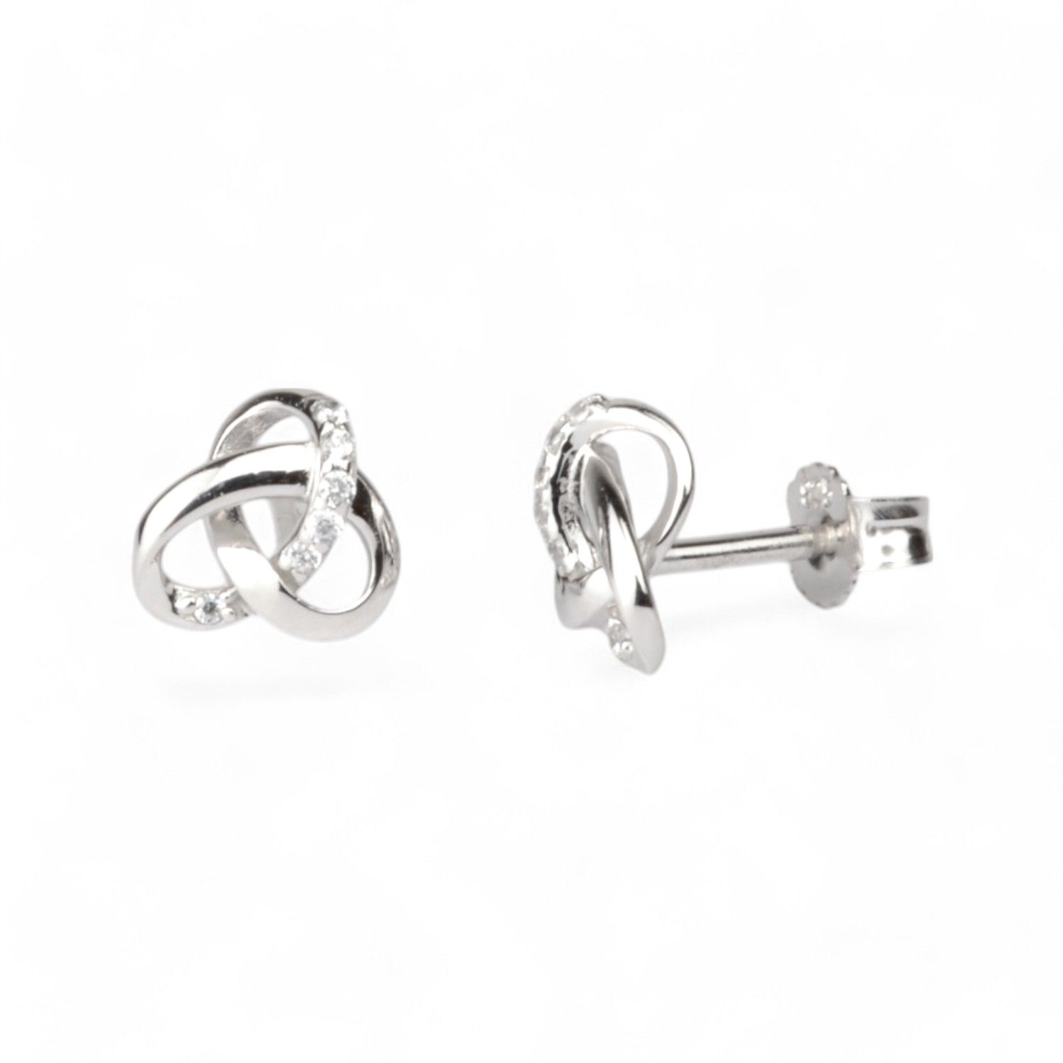 Schmidt Ohrstecker Knotten 925 Silber, Zirkonia, 6,9mm - Damen, silberfarben