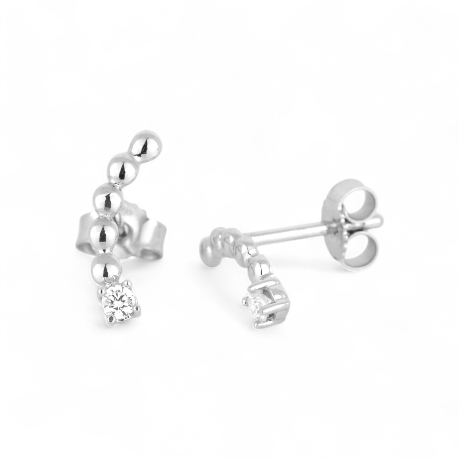 Schmidt Ohrstecker Kügelchen, 925er Silber mit Zirkonia, 12,7x4,3mm, für Damen