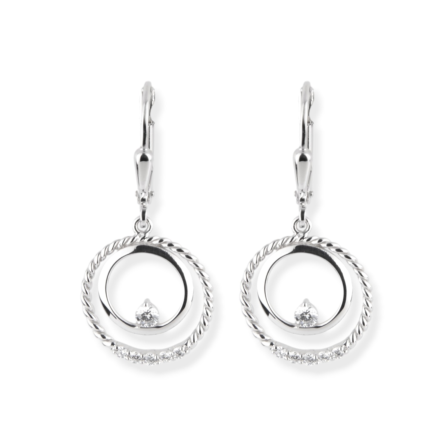 Schmidt Ohrhänger für Damen, 925 Silber, Zirkonia, 14,3x30,5mm, silberfarben