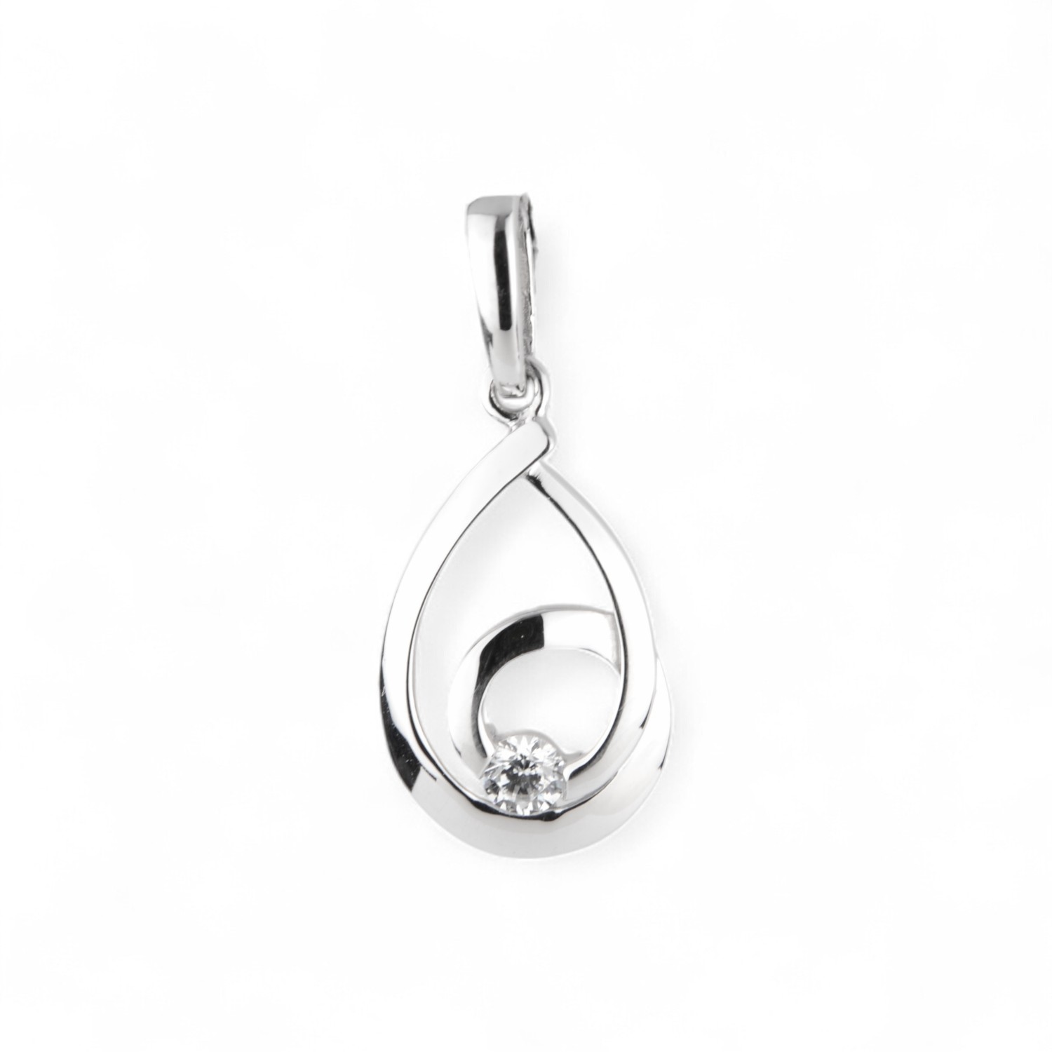 Schmidt Anhänger für Damen, 925 Silber mit Zirkonia, 10,4x24,5mm, silberfarben