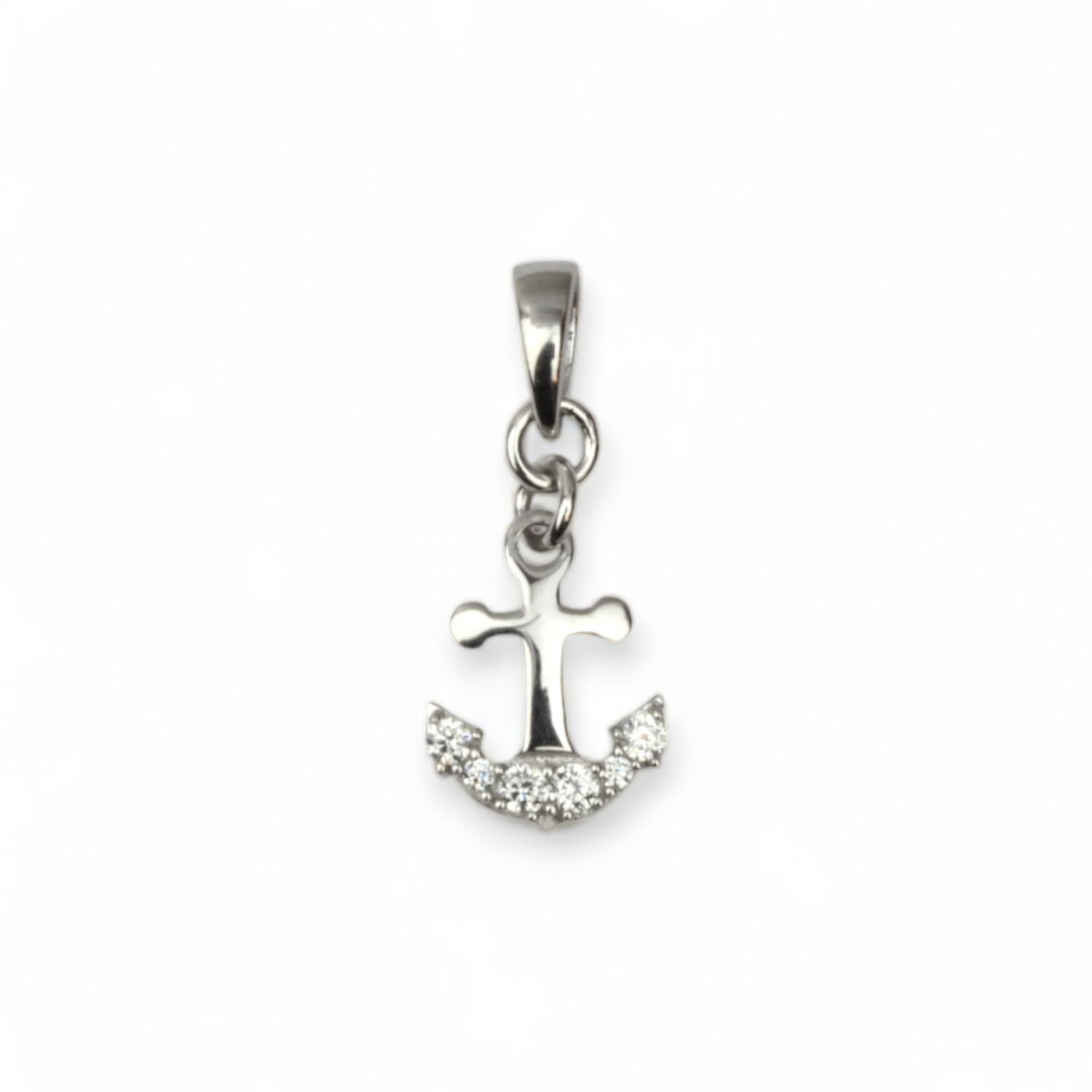 Schmidt Anker Anhänger 925er Silber mit Zirkonia, 11,5mm, für Damen und Kinder - Silber