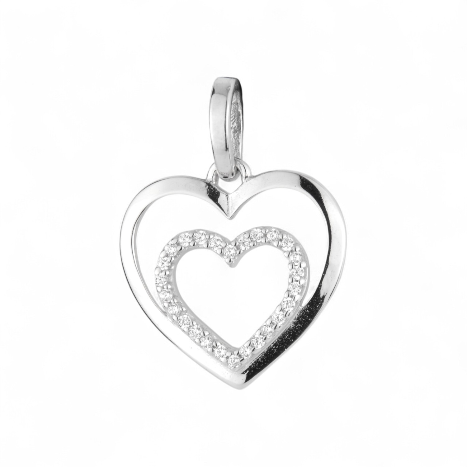 Schmidt Herzanhänger aus 925 Silber für Damen mit Zirkonia, 18,2x13,7mm, silberfarben