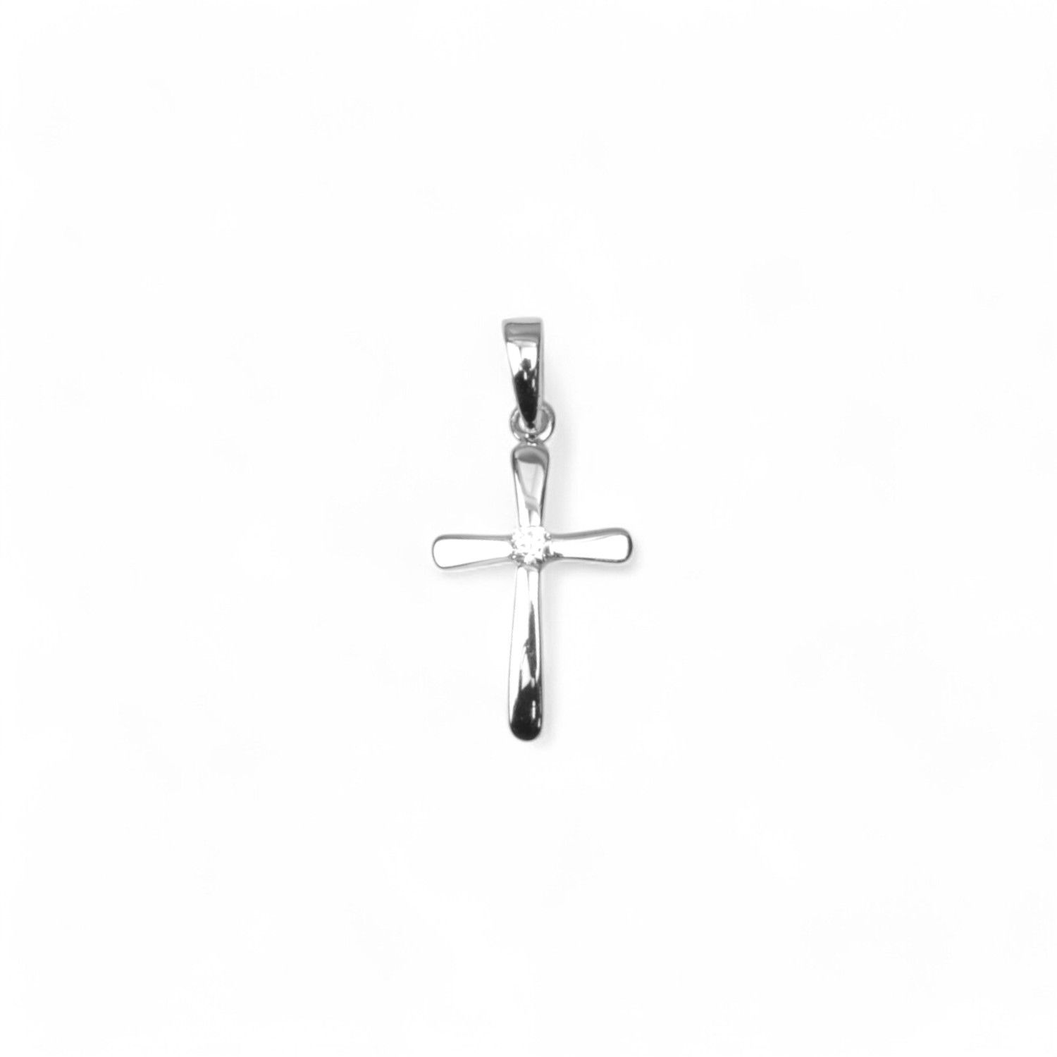Schmidt Kreuz Anhänger für Damen, 925 Silber mit Zirkonia, 18x10,5mm, silberfarben