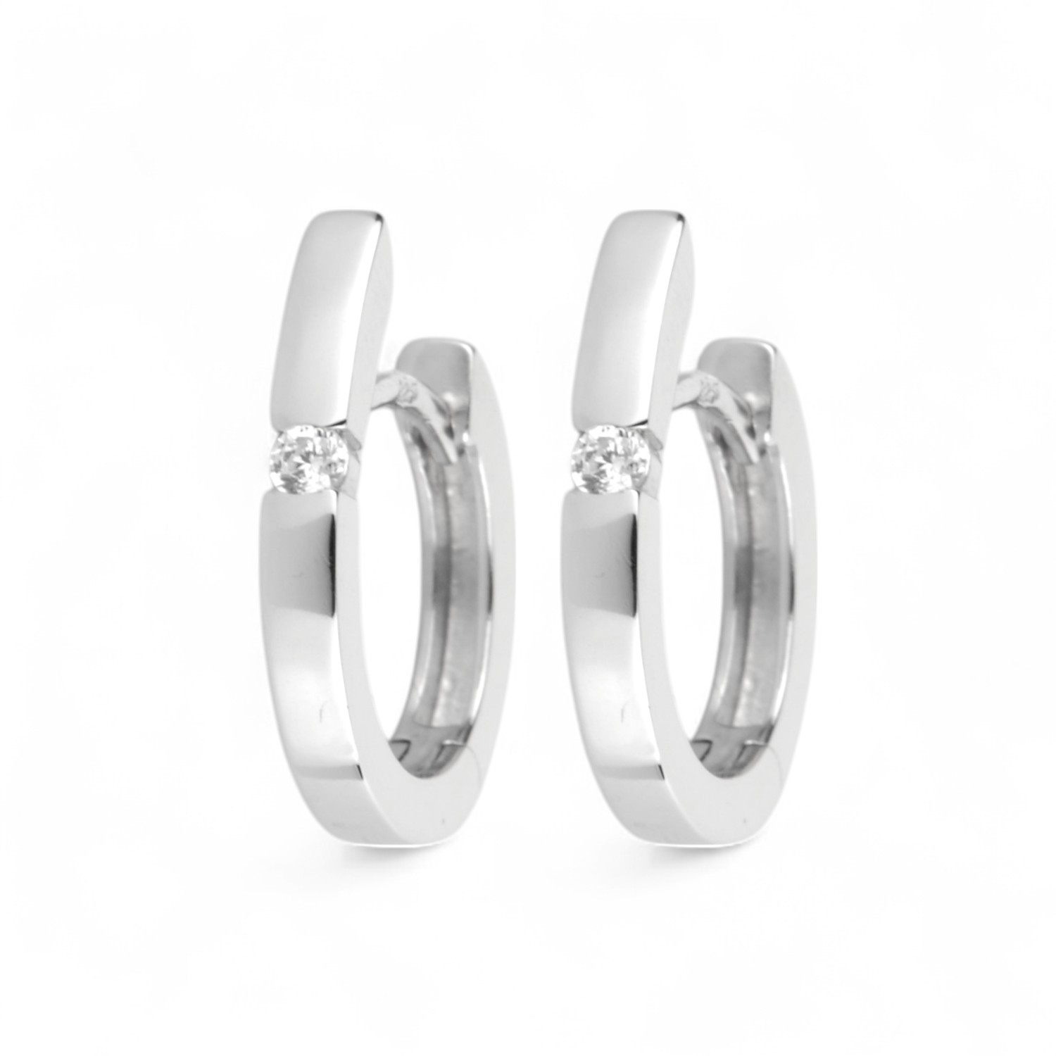 Schmidt Creole 925 Silber, Zirkonia, Damen Ohrschmuck, silberfarben, 14,8x2mm