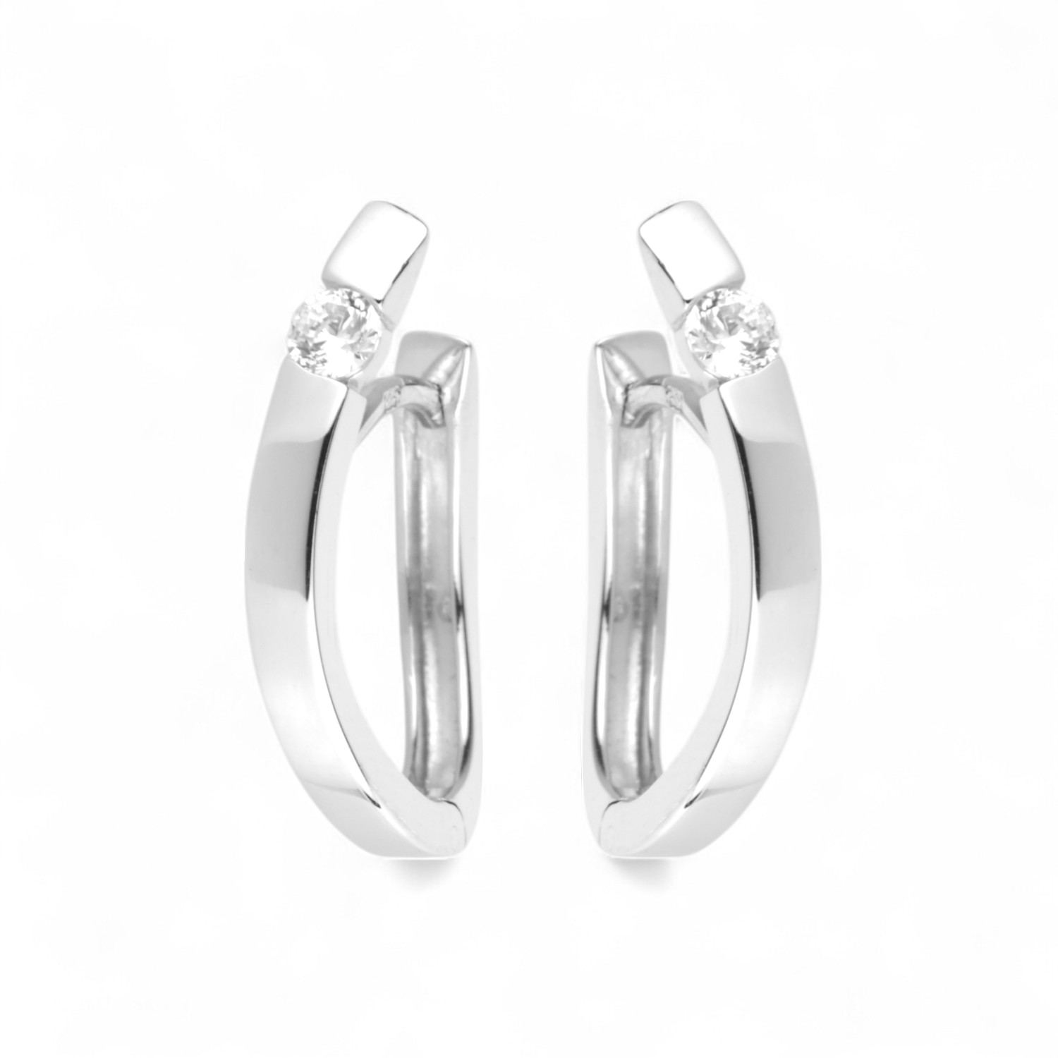 Schmidt Creole für Damen, 925 Silber, Zirkonia, 19x4mm, silberfarben