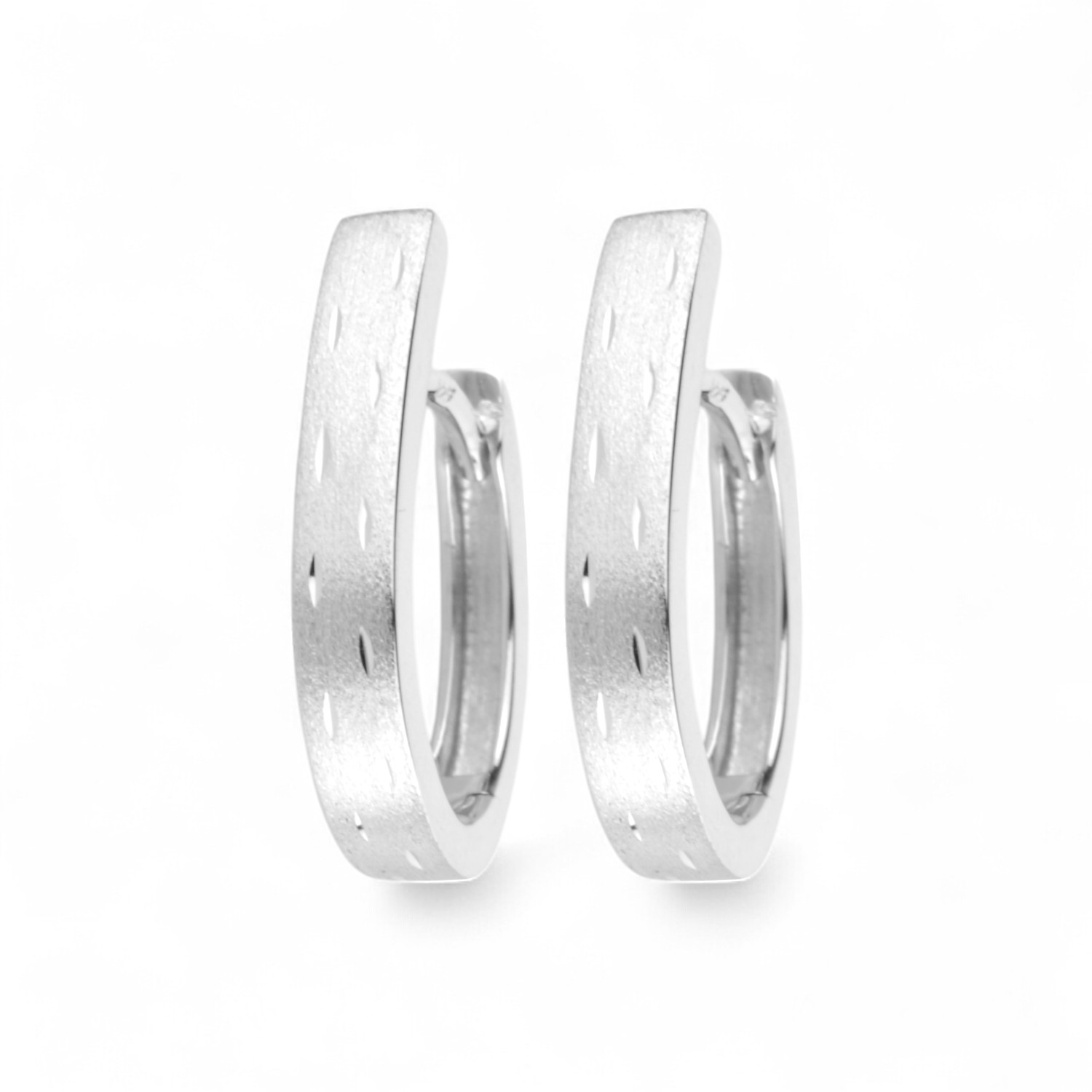 Schmidt Creole diamantiert 925 Silber, Ohrschmuck für Damen, 17,8x3,2mm, silberfarben