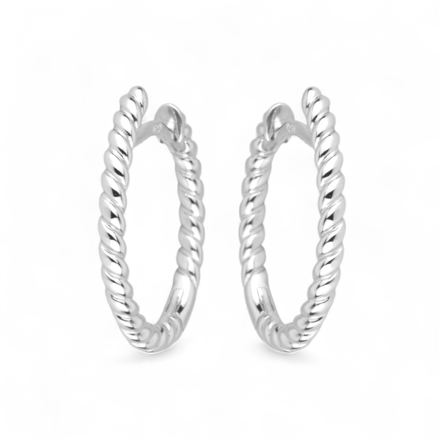 Schmidt Creole Kordel Ohrschmuck für Damen, 925 Silber, 16,8x1,8mm, Silberfarben