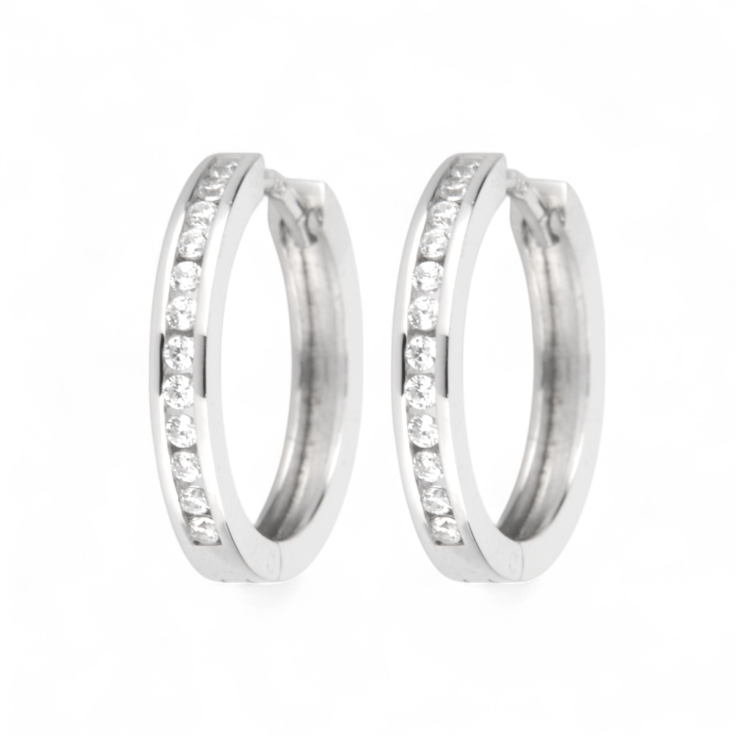 Schmidt Creole 925 Silber, Zirkonia, 16,5x2,5mm, Ohrschmuck für Damen, silberfarben