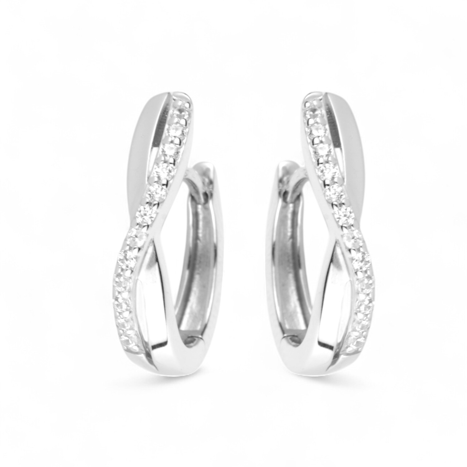 Schmidt Creole 925er Silber, Zirkonia, 16,5x3,7 mm, Ohrschmuck für Damen, silberfarben